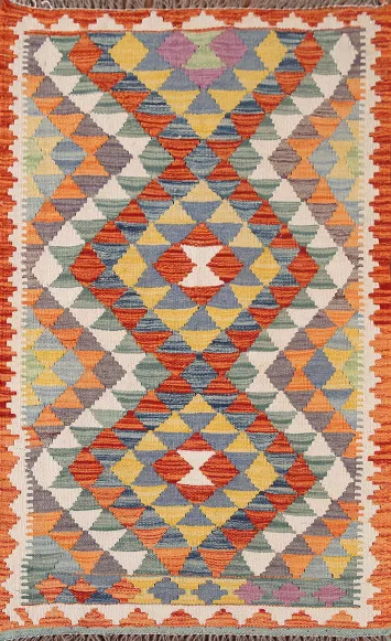 Multicolor Kilim Oriental Accent Rug 3x4