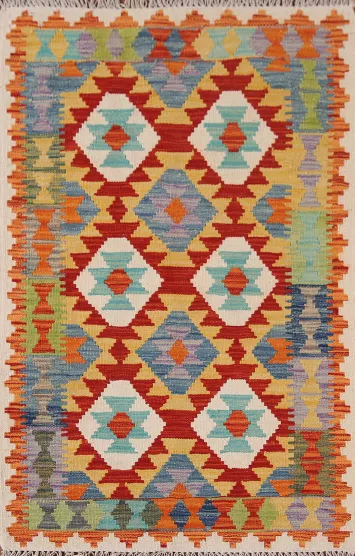 Multicolor Kilim Oriental Accent Rug 3x4