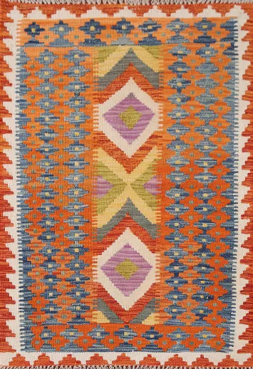 Geometric Kilim Oriental Accent Rug 3x4