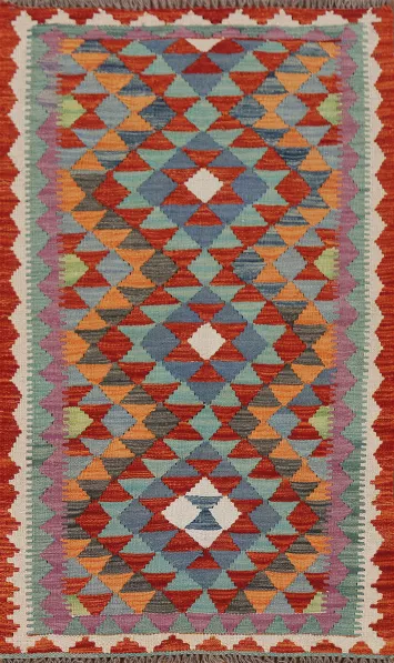 South Western Kilim Reversible Wool Rug 3x4