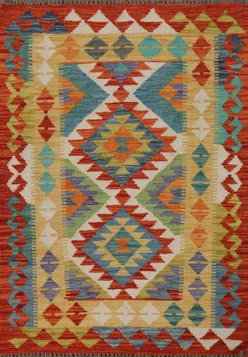 Multicolor Kilim Oriental Accent Rug 3x4