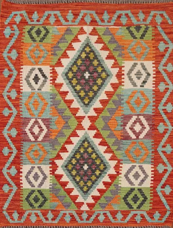 South Western Kilim Oriental Accent Rug 3x4