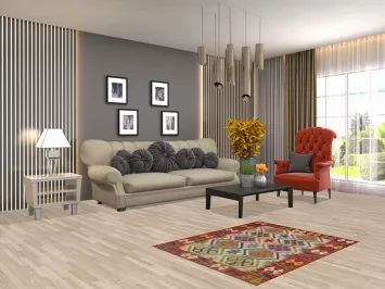 Geometric Wool Kilim Oriental Rug 3x4