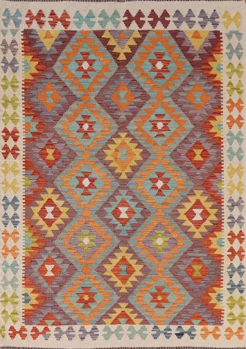 Geometric Wool Kilim Oriental Rug 4x6
