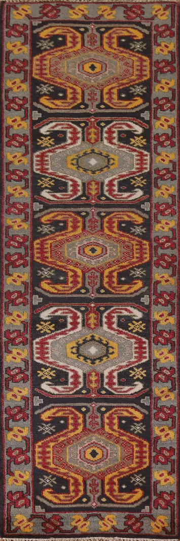 Navy Blue Heriz Serapi Oriental Runner Rug 3x10