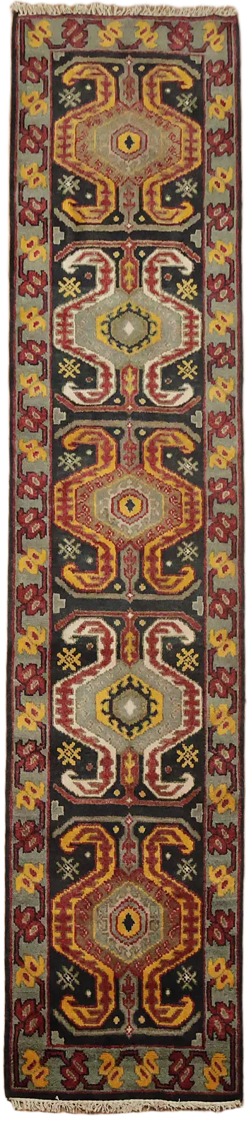 Navy Blue Heriz Serapi Oriental Runner Rug 3x10