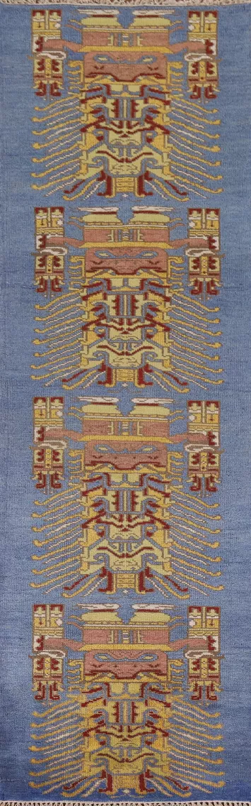 Light Blue Heriz Serapi Oriental Runner Rug 3x10