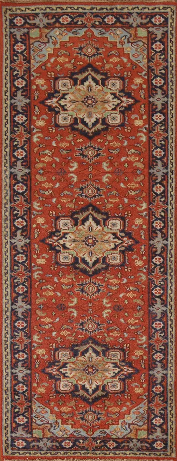 Orange Heriz Serapi Oriental Runner Rug 3x8