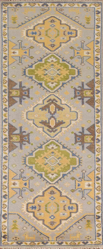 Geometric Heriz Serapi Indian Runner Rug 3x8