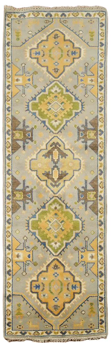 Geometric Heriz Serapi Indian Runner Rug 3x8