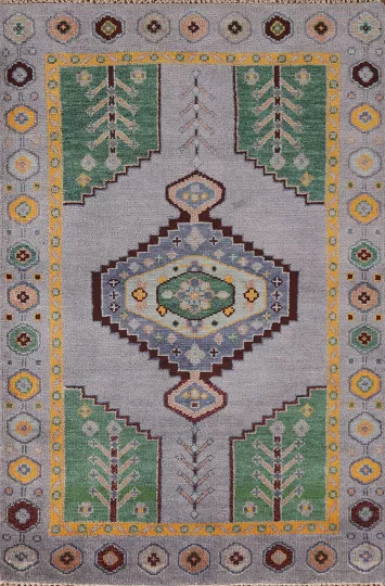 Gray Blue Heriz Serapi Indian Wool Rug 4x7