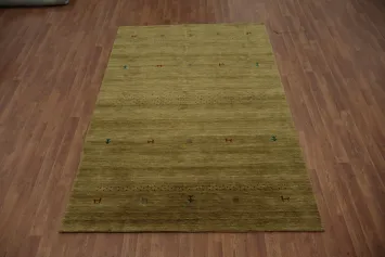 Handmade Tribal Gabbeh Indian Rug Green 5x8