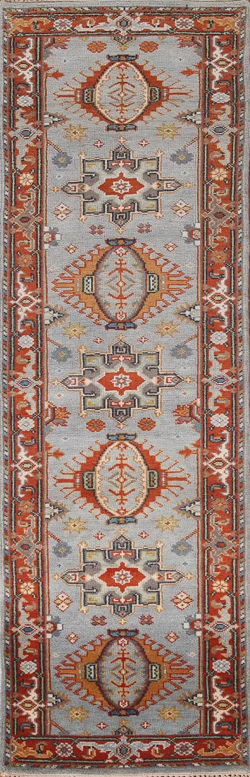 Geometric Heriz Serapi Indian Runner Rug 3x10