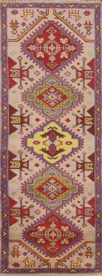 Camel Brown Heriz Serapi Indo Runner Rug 3x8