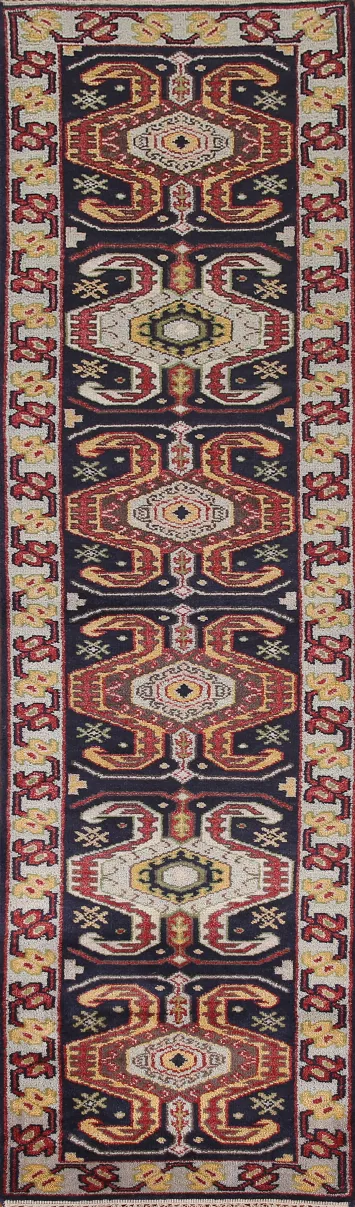 Navy Blue Heriz Serapi Oriental Runner Rug 3x12