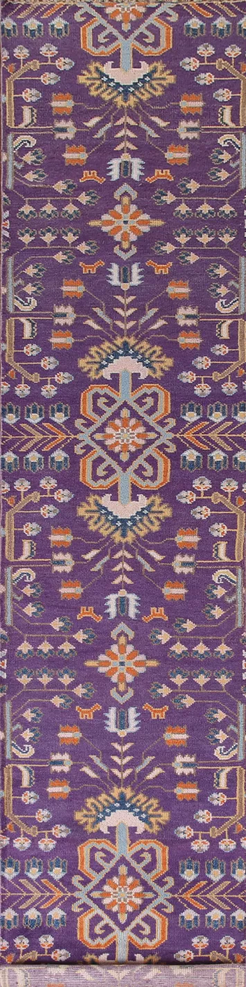 All-Over Purple Kazak Oriental Runner Rug 3x16