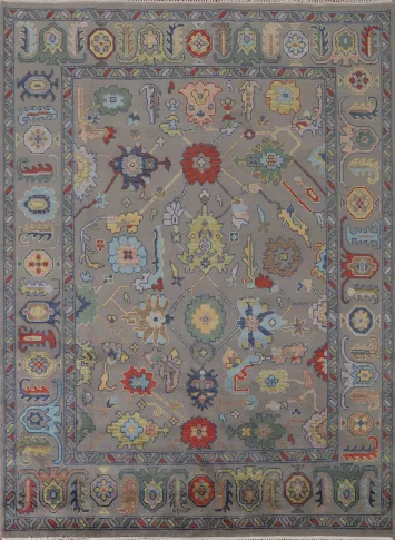 Gray Wool Oushak Living Room Area Rug 8x10
