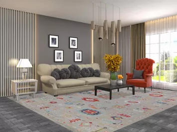 All-Over Oushak Living Room Area Rug 9x12