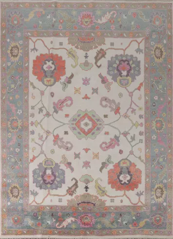 Ivory Floral Oushak Oriental Area Rug 8x10