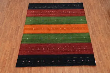 Striped Gabbeh Oriental Area Rug 8x10