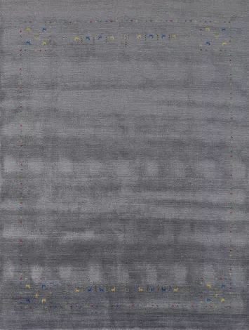 Tribal Gray Gabbeh Indian Area Rug 8x9