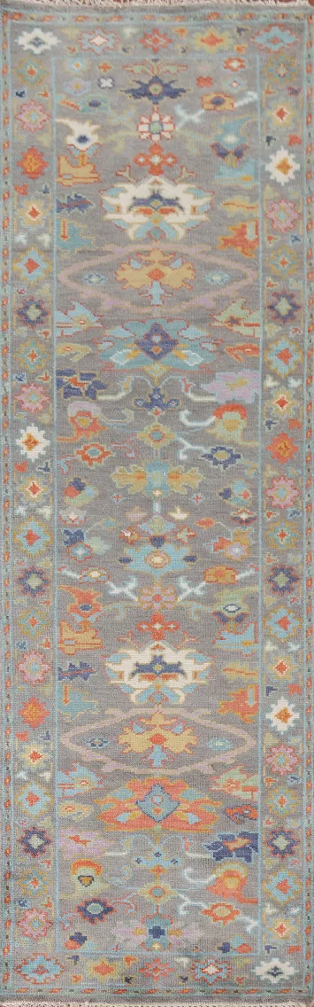 All-Over Floral Oushak Indian Runner Rug 3x10