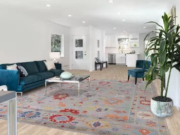 Gray Floral Oushak Oriental Area Rug 9x12