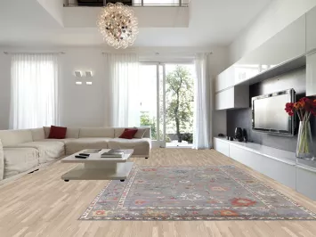 Gray Floral Oushak Oriental Rug 10x14