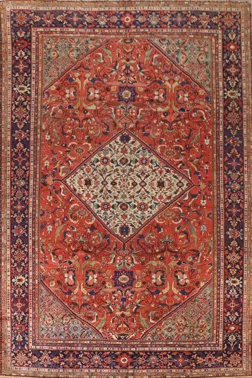 Vegetable Dye Antique Sultanabad Large Persian Rug 10x14