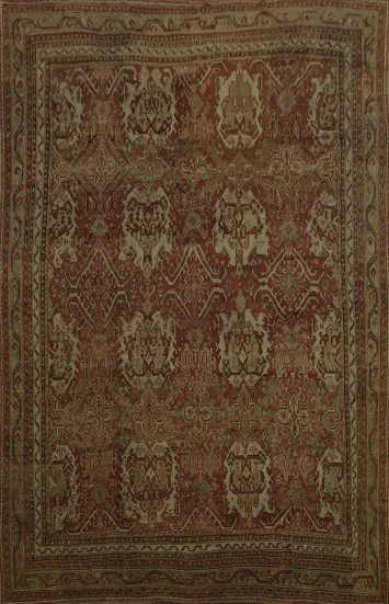 Pre-1900 Antique Oushak Large Vegetable Dye Rug 13x16