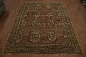 Pre-1900 Antique Oushak Large Vegetable Dye Rug 13x16