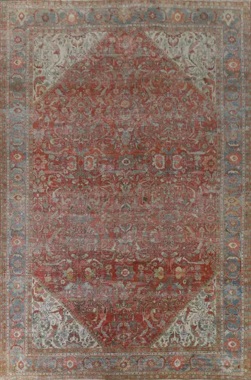 Pre-1900 Vegetable Dye Sultanabad Persian Rug 10x14