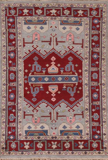 Gray & Red Heriz Serapi Indian Wool Rug 4x6