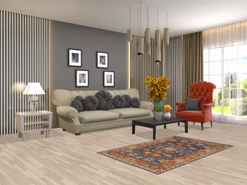 Blue Floral Heriz Serapi Indian Accent Rug 3x5