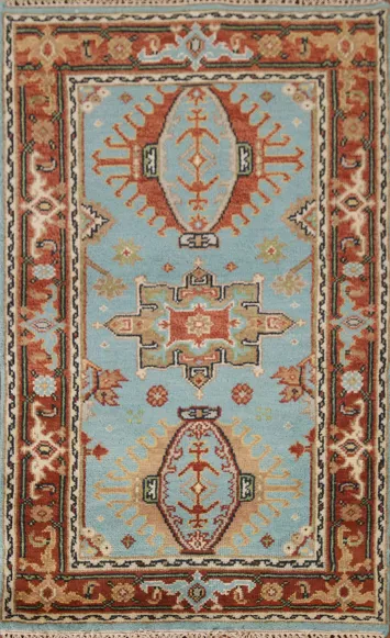 Light Blue Heriz Serapi Oriental Accent Rug 3x5