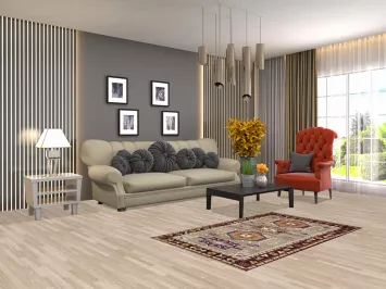 Geometric Heriz Serapi Indian Wool Rug 3x5