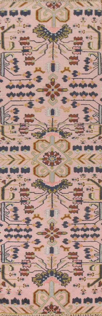 Pink Heriz Serapi Indian Runner Rug 3x10