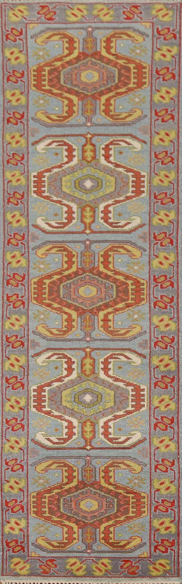 Geometric Heriz Serapi Indian Runner Rug 3x10