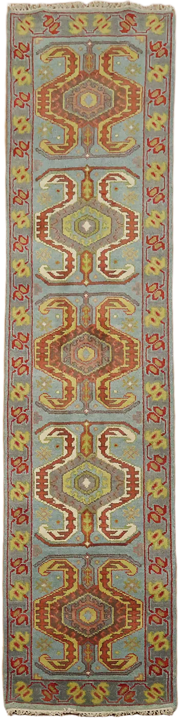 Geometric Heriz Serapi Indian Runner Rug 3x10