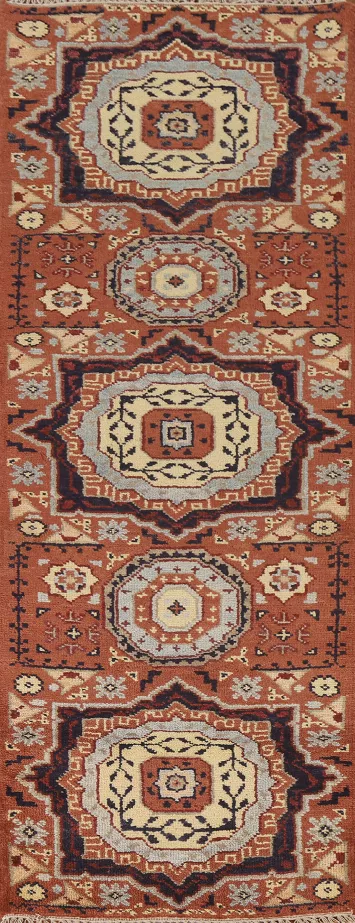 Orange Kazak Indian Runner Rug 3x8