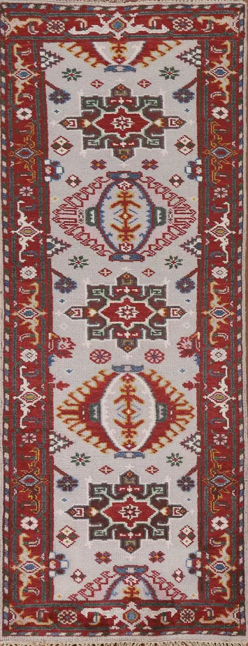 Gray Heriz Serapi Wool Runner Rug 3x8