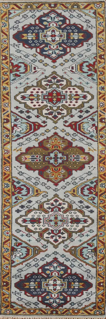 Geometric Heriz Serapi Wool Runner Rug 3x10