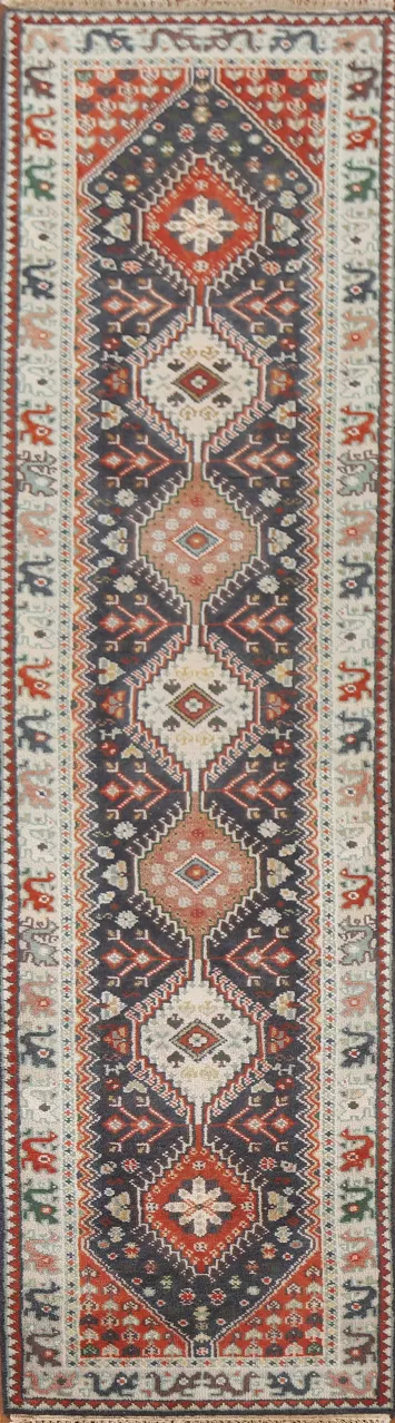 Geometric Heriz Serapi Indian Runner Rug 3x12