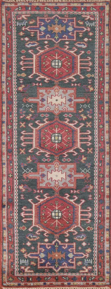 Handmade Heriz Serapi Indian Runner Rug 2x8
