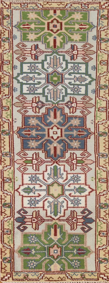Geometric Heriz Serapi Wool Runner Rug 3x8
