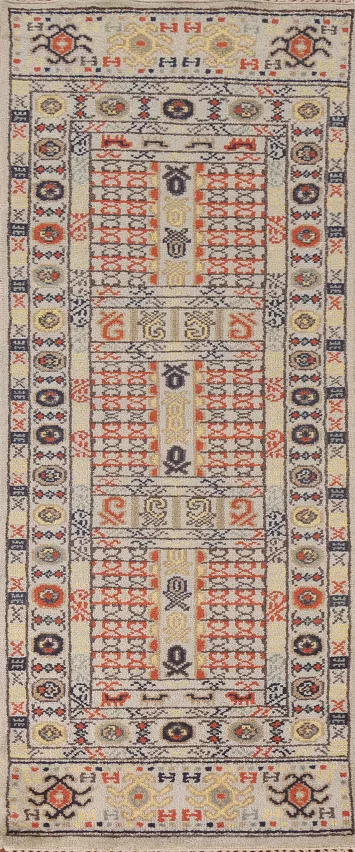 Geometric Heriz Serapi Indian Runner Rug 3x8