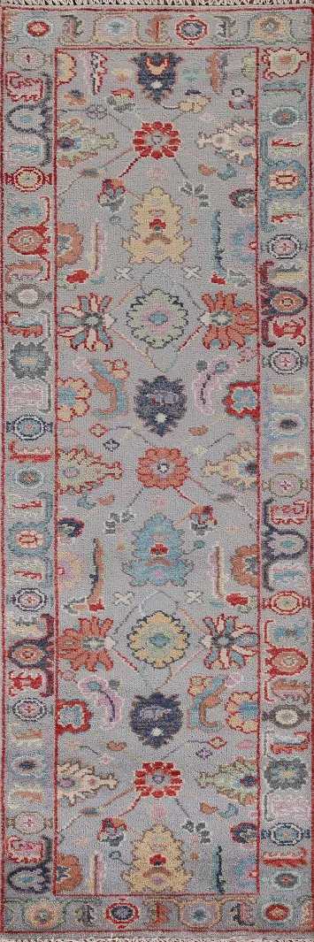 All-Over Floral Oushak Indian Runner Rug 3x10
