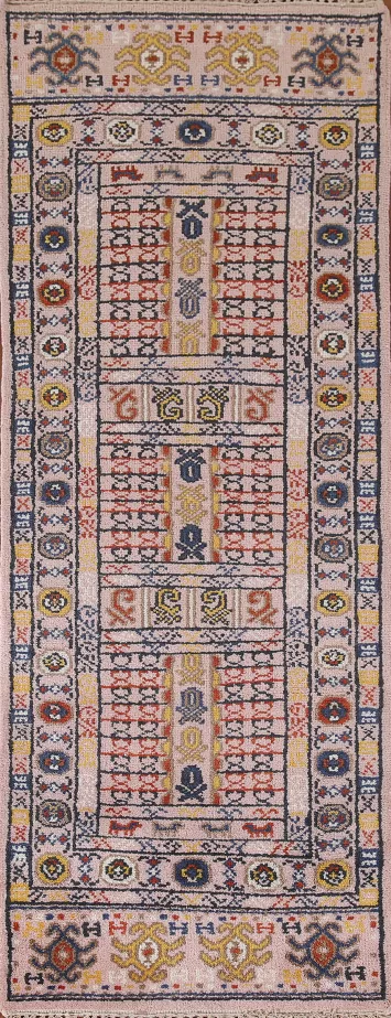 Geometric Heriz Serapi Wool Runner Rug 3x8
