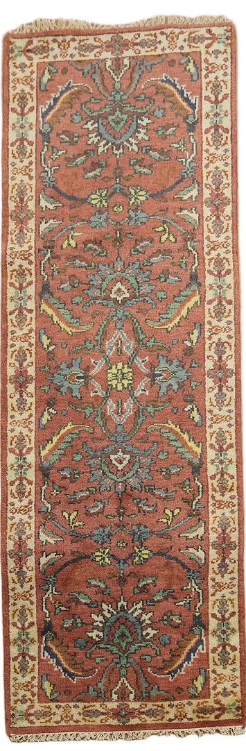 Terracotta Floral Patterned Runner for Luxurious Hallway Accents 3'x8'