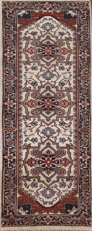 Geometric Heriz Serapi Oriental Runner Rug 3x8
